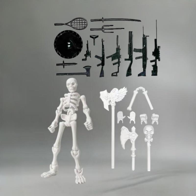 Official Poseable Skeleton Action Figure Model Kit - 20+ Points of Articulation for Halloween, Day of the Dead, Christmas Graveyard Gag Gift & Stop Motion Animation for TikTok