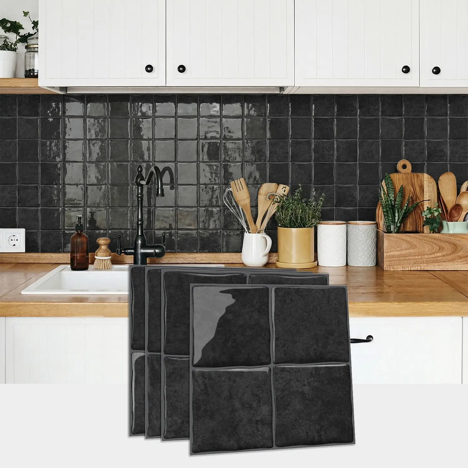 Aadesh Peel-And-Stick Self-Adhesive Tile Wall Decals, Waterproof and Stain-Resistant, Kitchen & Bathroom Splash Guards, Home Decoration, Sticker Decoration, Tile Stickers
