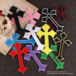 Cross Pattern Geometric Embroidery Design Iron on Patch, 10pcs/set Mini Meaningful Heat Transfer Sticker, DIY Decorative Sticker for Clothes, Jacket & Hat