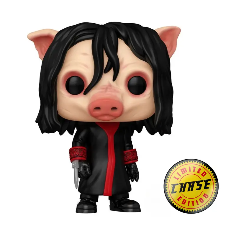 Funko Pop! Saw Jigsaw CHASE Vinyl Figure #1820 Pig Mask Horror Disturbing Dark Robe Dangling Hair Realistic Snout