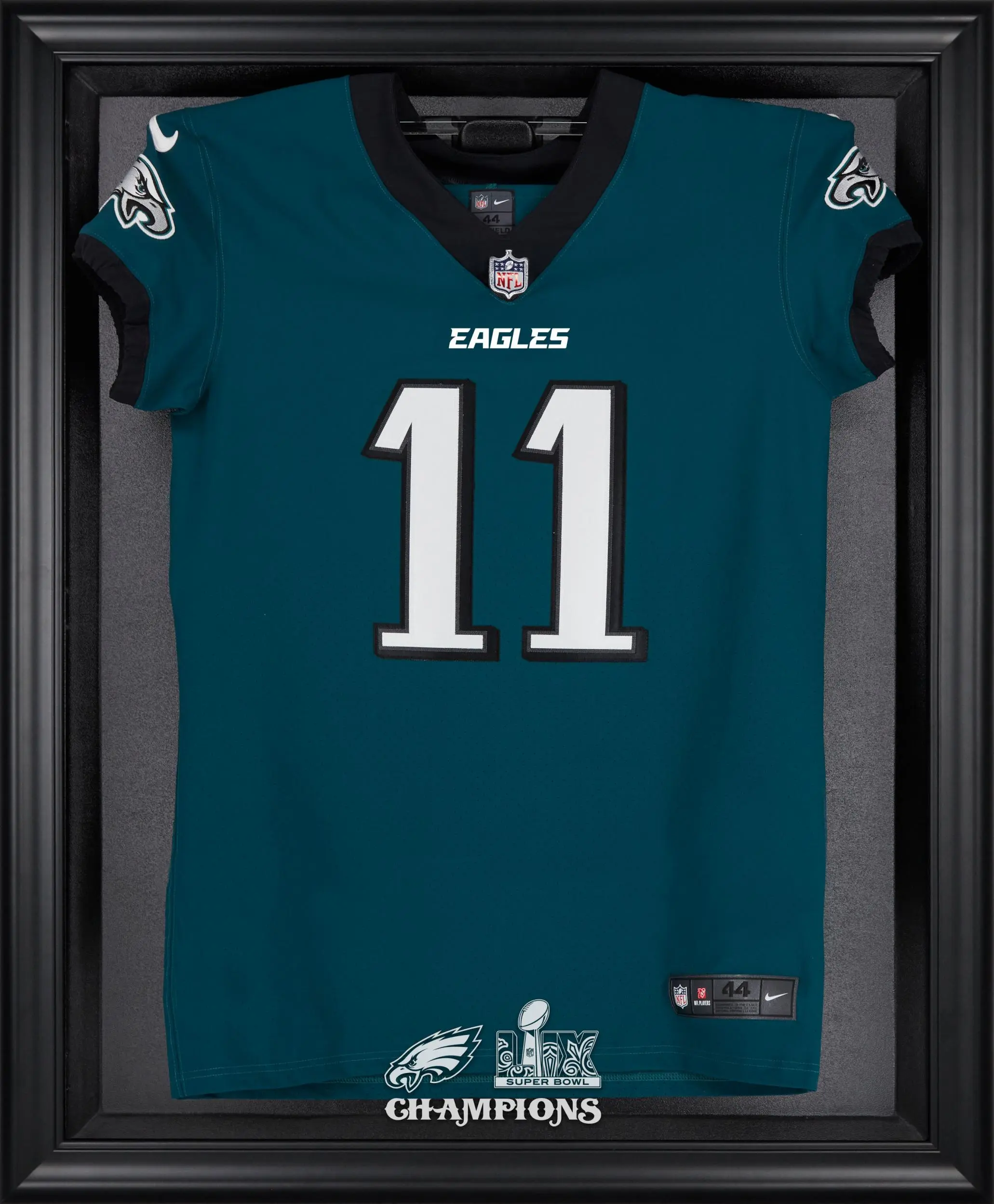 Philadelphia Eagles Black Framed Super Bowl LIX Champions Jersey Logo Display Case - Fanatics Authentic Certified - NFL Memorabilia