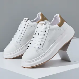 Mens Round Toe Leather Paneled Upper Chunky Platform Skate Shoes for Skateboarding & Casual Wear All Seasons Ankle Height Laces Closure