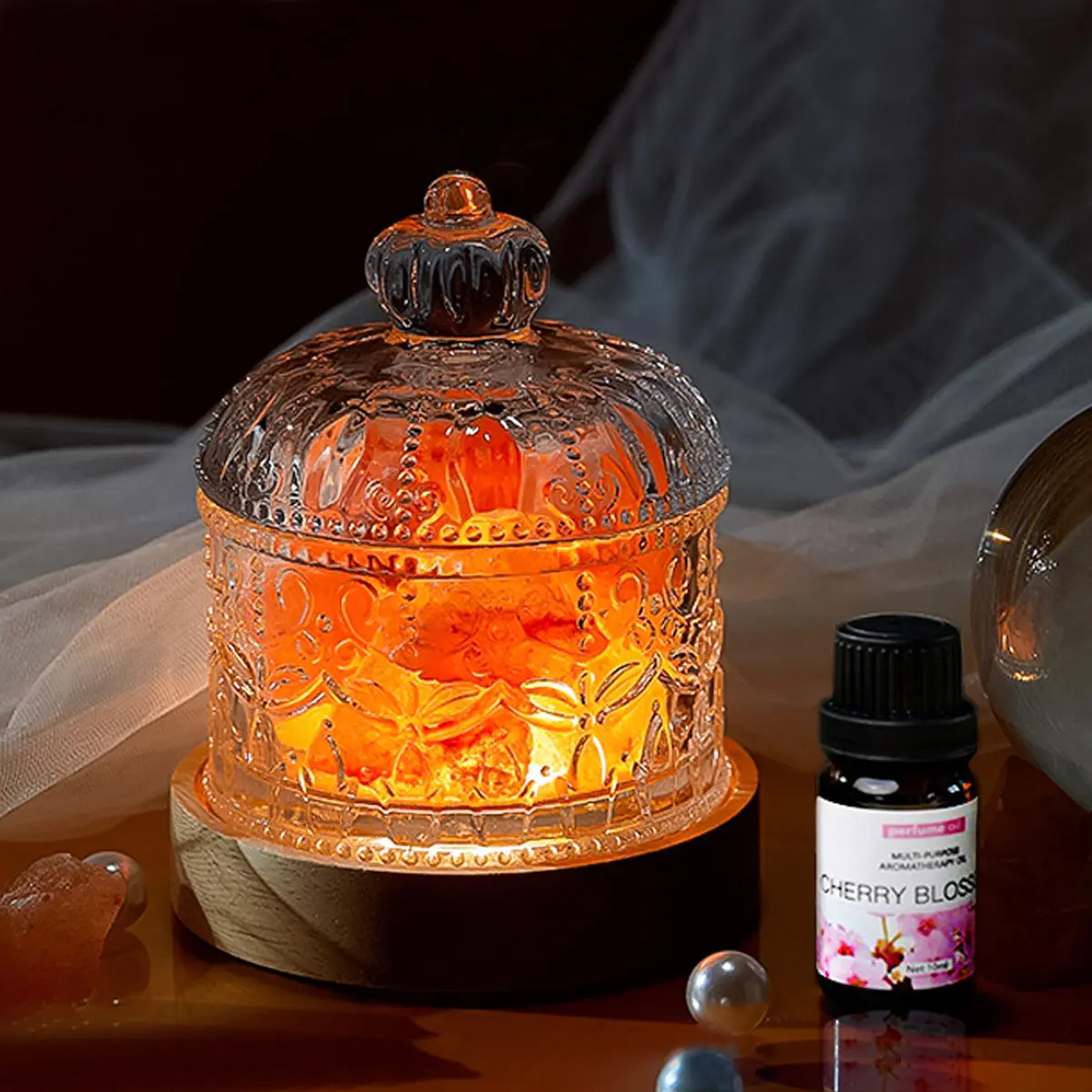 Natural Crystal Raw Stone Aromatherapy Mineral Lamp, Rose Quartz Fragrant Incense Holder, Calming Home Fragrance, Room Fragrance, Home Decoration & Gift Idea, Household Scented, Aromatherapy Diffusers