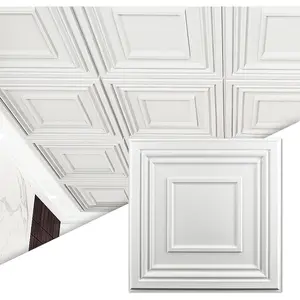 Drop ceiling tiles 24x24 inch  48 sqft glue up pvc ceiling tiles 2x2 ft decorative ceiling panels for kitchen living room office and home white