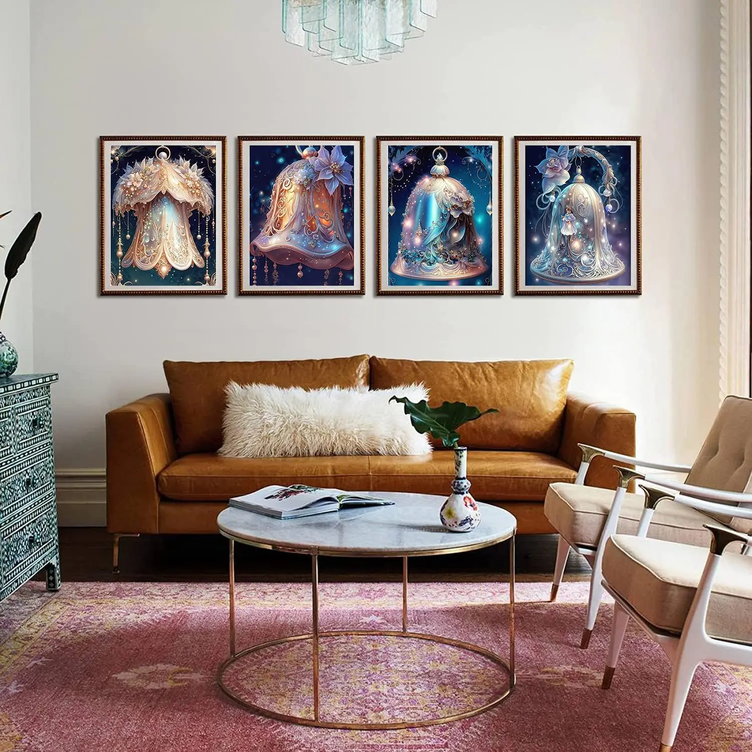 4 Pack Dream Bell Diamond Painting Kits for Adults Beginners, Full Round Drill DIY 5D Diamond Art Kits Perfect for Home Wall Deco Diamond Dots (12X16 inches/ 30X40cm)