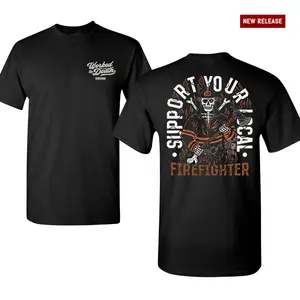 Support Your Local Firefighter T-Shirt, Skull Firefighter Axe Graphic Tee, Fire Department Pride Shirt, First Responder Fireman Shirt