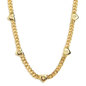 Starburst Heart Cuban Link Necklace Simple Classic Style Birthday Gifts for Women (Only Necklace)
