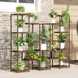 Bamworld Large Hanging Plant Stand – Indoor & Outdoor 14-Pot Shelf for Home & Garden Bamworld