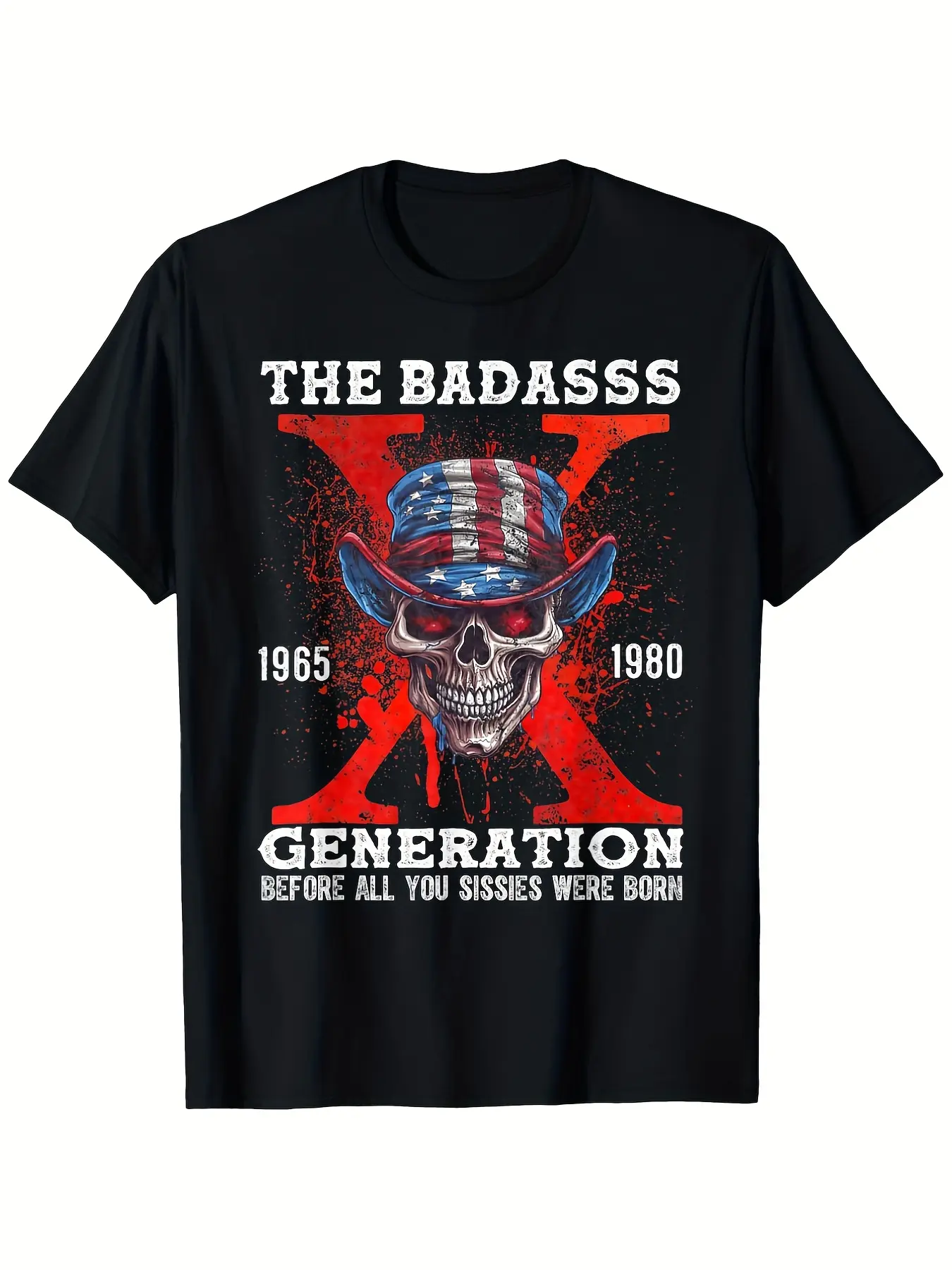 Retro Gen X The Badasss Generation Graphic T-Shirt unisex soft cotton short sleeve t shirt, vintage graphic casual tee for men women teens, perfect birthday holiday gift for camping travel gym daily street  wear