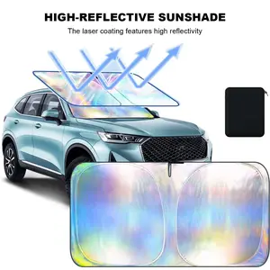 Laser Car Windshield Sun Shade | Reflector Sunshade Offers Ultimate Protection for Car Interior | Cool Reflective Sun Blocker Fits Sedan/SUVs, MPVs. (57x32 in)