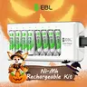 EBL Nickel Metal Hydride (Ni-Mh) AA/AAA Rechargeable Batteries Kit - 8 x AA (2800mAh) 1.2V Cells + Upgraded 808 8-Bay Slot Charger, NiMh/NiCd Compatibility, Trickle Mode, DC 1.2V Out, Fireproof Shell, Integrated Storage, Overheat Protect, Smart LED Light