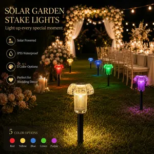 【ROOMART】Solar Garden Lights Outdoor, Waterproof Colorful Pathway Lights for Yard Patio Lawn Decor, Auto On/Off