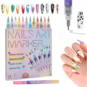 Nail Care Acrylic Paint Pen for Nail Painting,12 Color Nail Doodle Pen for DIY Nail Art Quick Drying Acrylic Painting and 3D Dot Embroidery mma acrylic nail-Daily Use Nail Art Marker Pen, Manicure Tool for Women & Girls, Nail Manicure Kit, Nail Art Design