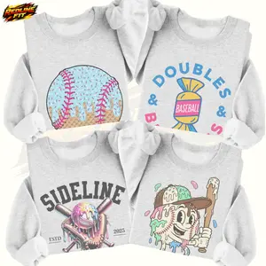 Vintage Baseball Sweatshirt Retro Baseball Game Graphic Pullovers Game Day Sports Mom Sweater Sideline Social Cllub Top Double Bubbles Bugglegum Shirt Womenswear Retro Crewneck Unisex Sweatshirt