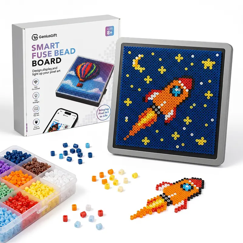 GENIUSGIFT Smart Fuse Bead Board for Tool for 2.6mm Perler Beads (52 x 52 Pegs) | Customizable Patterns with Bead Position Guidance