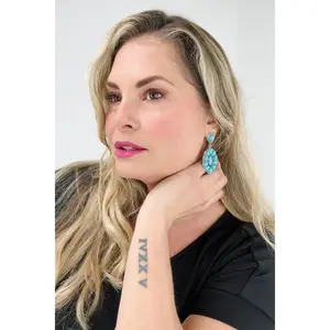 Retro Turquoise Geometric Dangle Earrings