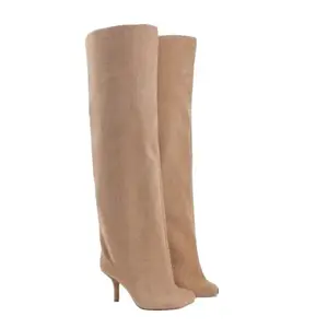 Women's High Heeled Booties, Pointed Toe, Wide Leg Knee-High Boots with Stiletto Heels, Integrated Stovepipe Design, Minimalist Fashion Dress Footwear