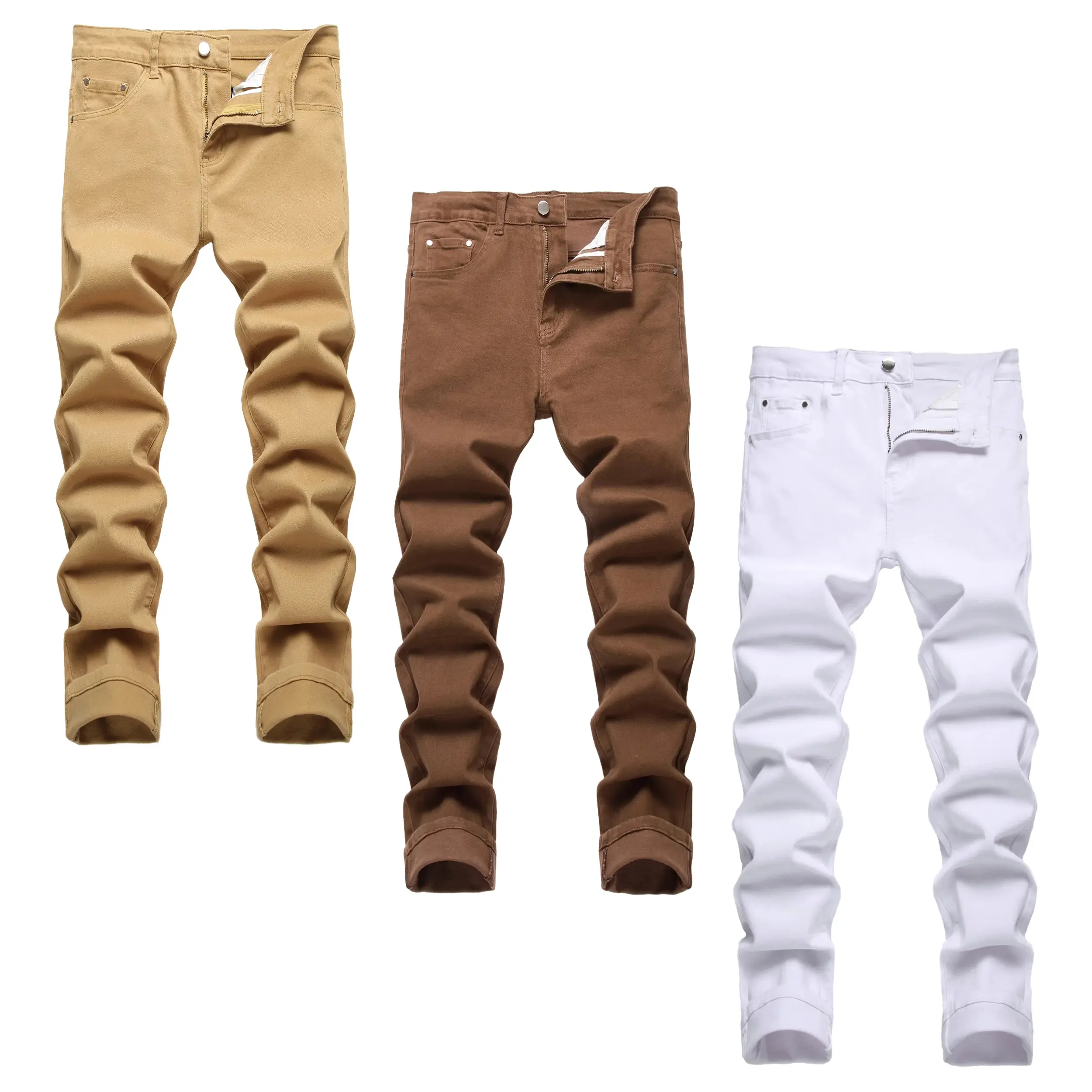 (3 Pack)Khaki-Coffee-White