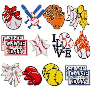 12/24 Pieces New Creative White Baseball-themed Embroidered Patches Set, for Baseball Enthusiasts to Decorate Clothes, Shoes, Hats and Bags via Iron-on or Sewing, DIY Decoration Patches