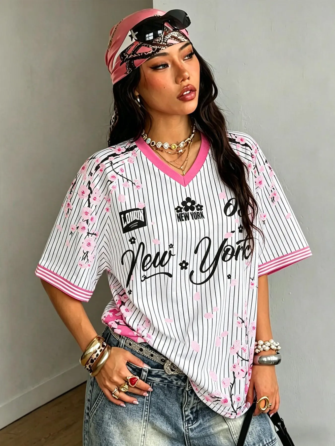 Y2K Cherry Blossom New York Jersey – Oversized, Casual Breathable Jersey, Breathable Mesh & Retro Vibes, Perfect for Streetwear OOTDs! #JerseyFashion #CherryBlossom #TikTokStyle