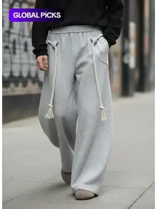 Men's Fashion Knife Cut Wide Leg Pants, Casual Loose-Fit Long Trousers, American Street Style, Perfect Gift for Him, Light, Knit
