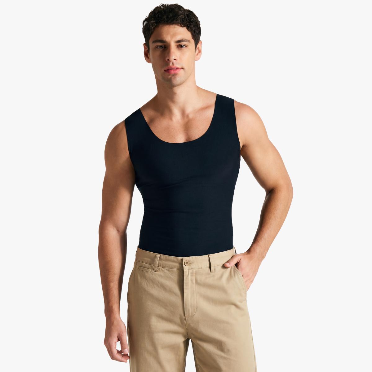 Nebility Men’s Shapewear Tank Top – Seamless Body Shaper Vest, 300g High-Stretch Fabric, Slimming & Tummy Control Undershirt, Breathable Lightweight Support