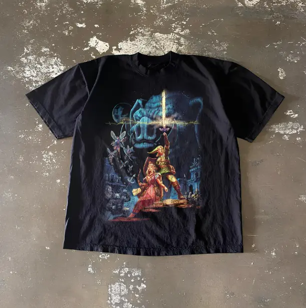 Zelda Black T-Shirt, Gaming Tee, Gifts Shirt, Unisex Vintage Graphic Tees Gothic Grunge Y2k Emo Scene Amity Affliction Style Clothes Men Women Streetwear