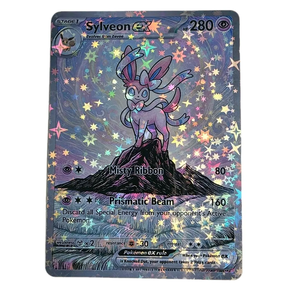 Sylveon EX Custom Trading Card - Oil Painting Canvas Series - Holographic Fan Art