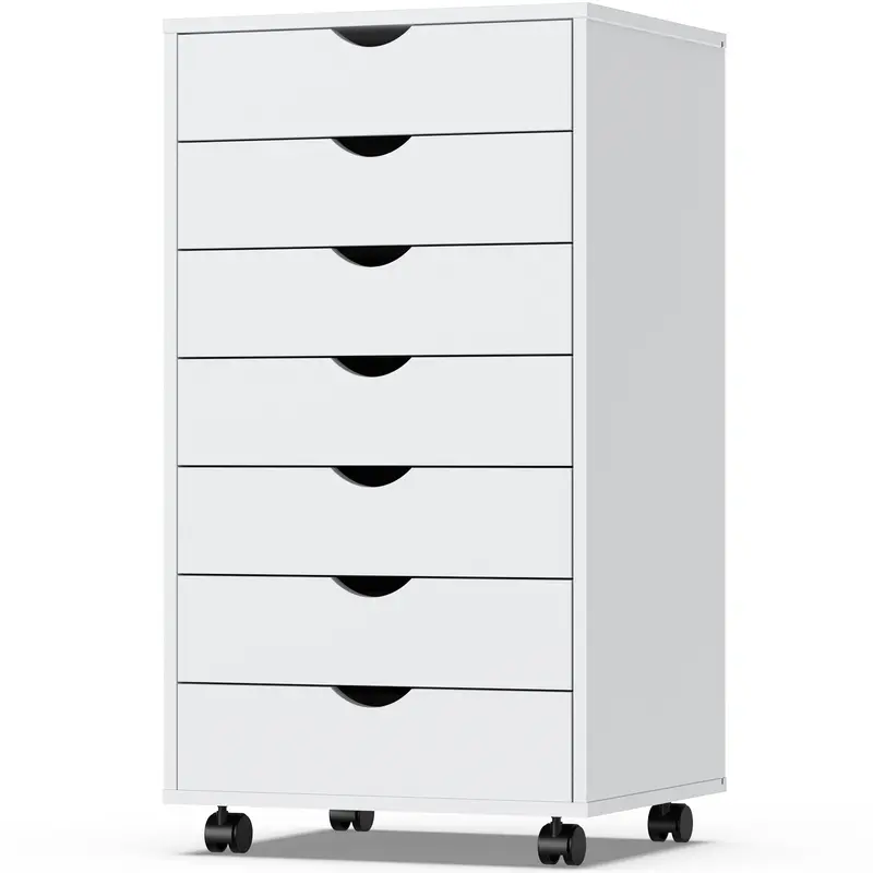 7 Drawer Chest - Dresser Storage Cabinets Dressers Wooden Dresser Bedroom Cabinet with Wheels Mobile Organizer Drawers for Office, Home