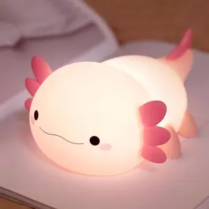 MUNBYN  Axolotl Lamp,Cute Axolotl Night Light,Dimmable Silicone Animal Nursery Night Light,Adorable Rechargeable Squishy Novelty Bedside Touch Lamp,Baby Room Decor, Axolotl Gifts for Kids/Girls