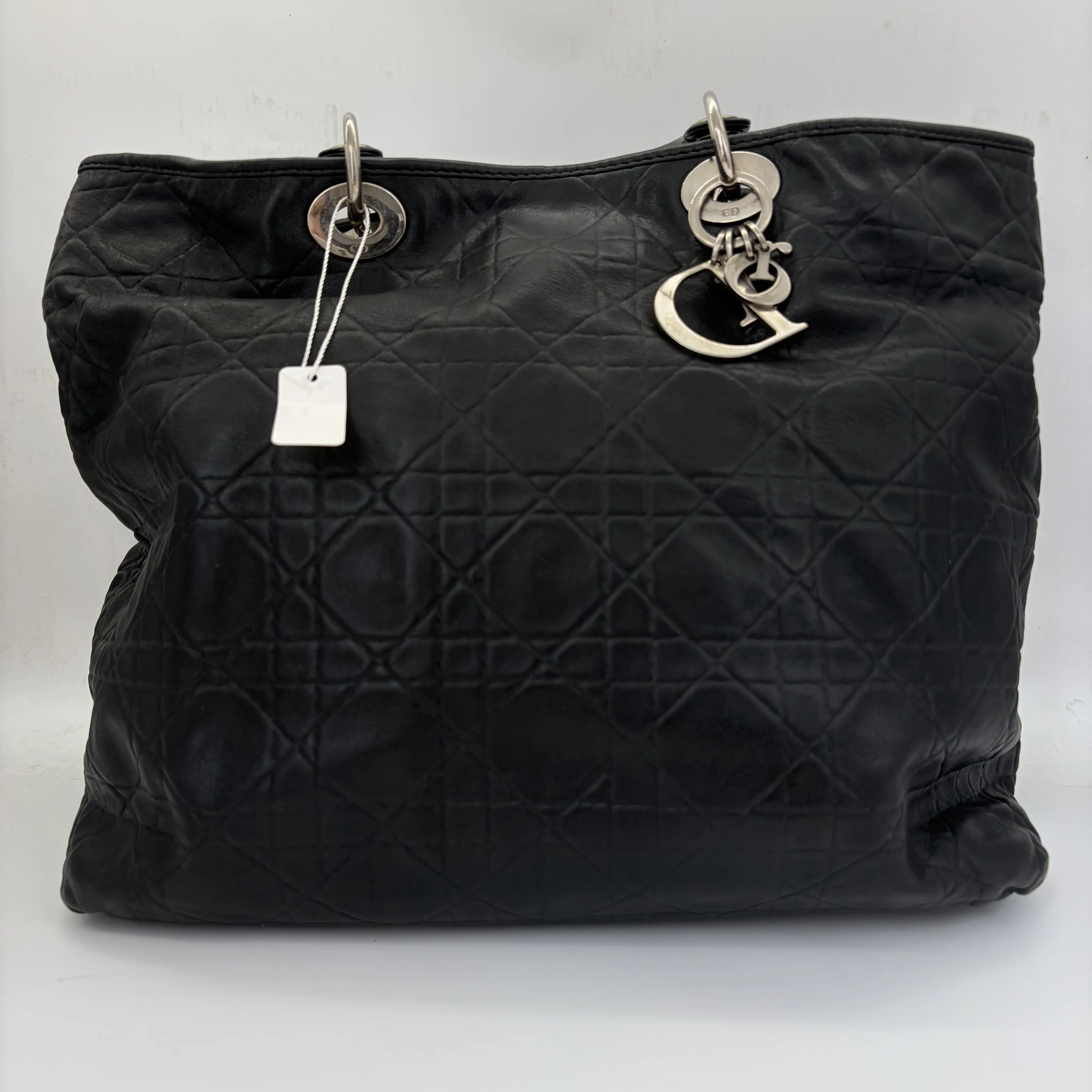 Pre-owned Dior Cannage Soft Tote Bag, Black with Silver Hardware
