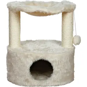 Grande 23.6-in Plush Cat Hammock, Cream, With scratching posts