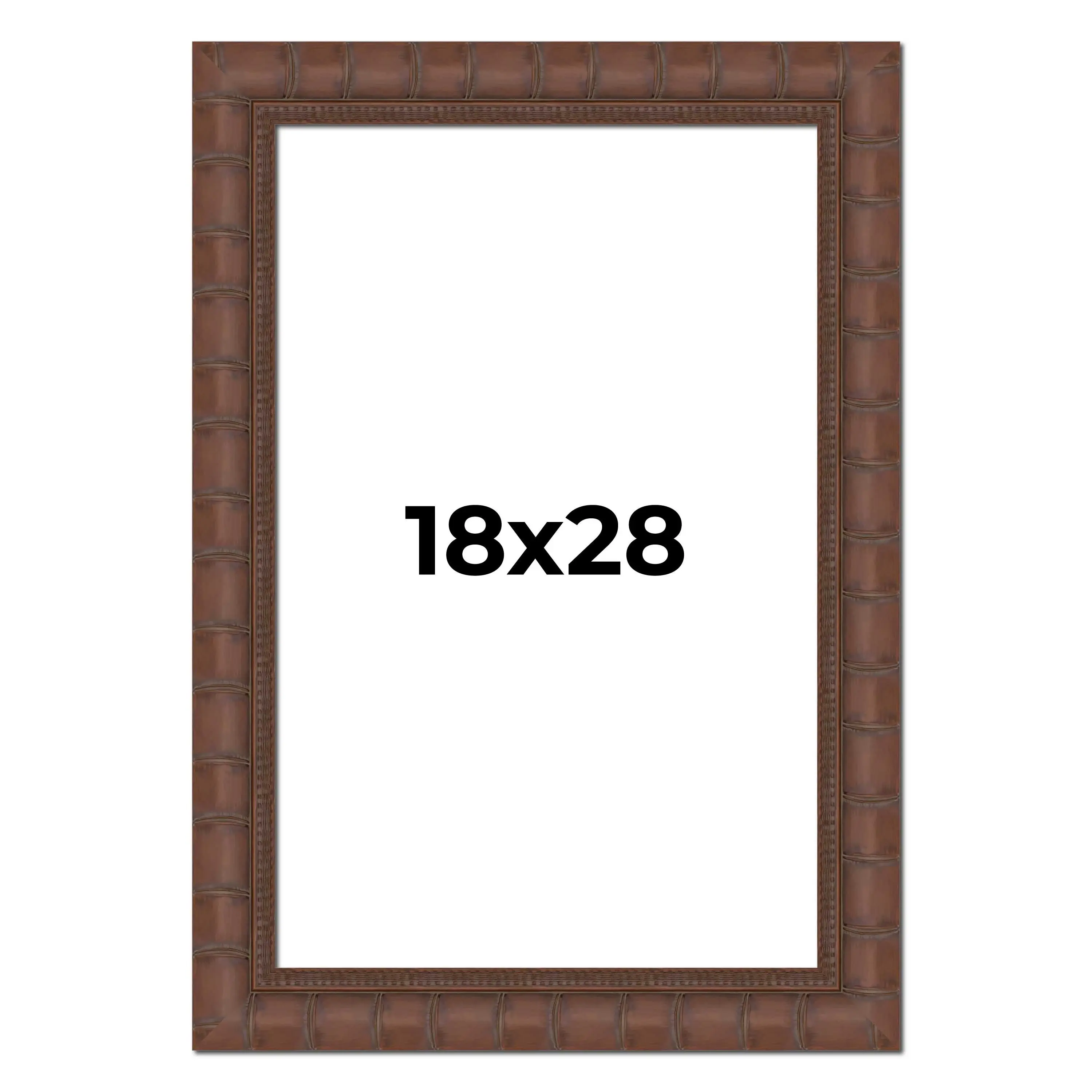 18x28 Brown Wide Bamboo Picture Frame - UV Acrylic, Foam Board Backing, Hanging Hardware