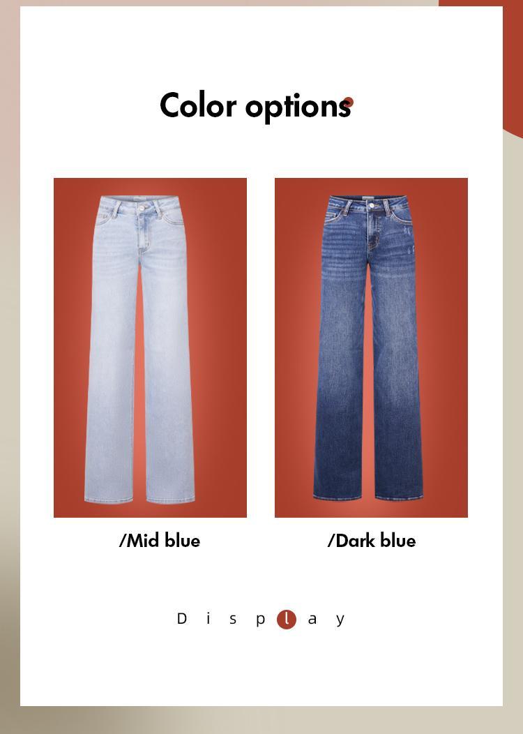 Vogatiques Super Stretchy Mid Waist Wide Leg Baggy Jeans Butterfly Flare Jeans Curvy Tummy Control Plus Size Regular Size BBL Womenswear Bottom Denim Pants Lifting Underwear Lady Streetwear Trouser Minimalist High Waist