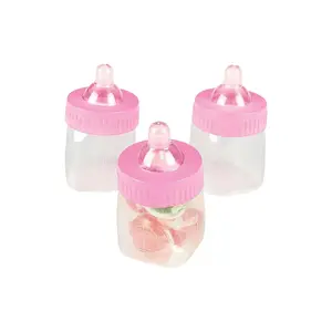 Pink Baby Bottle Favor Containers - 12 Pc.
