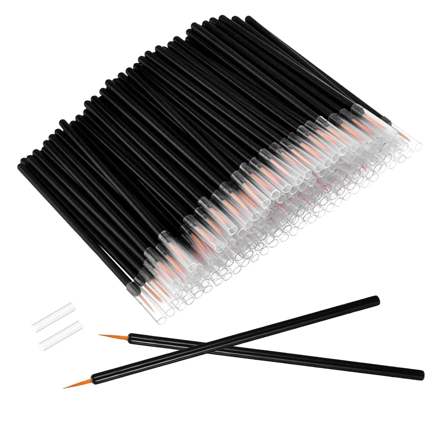 150 Pcs Disposable Ultra-fine Point Eyeliner Brushes - Smooth, Compact Plastic Handle Tools with Sleeves, Cosmetic Applicators for Eyelash, Lip Liquid Eyeliner, Lipstick
