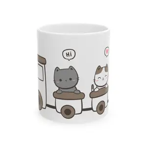 Ceramic Mug, (11oz, 15oz) Cat Love Tain Mug