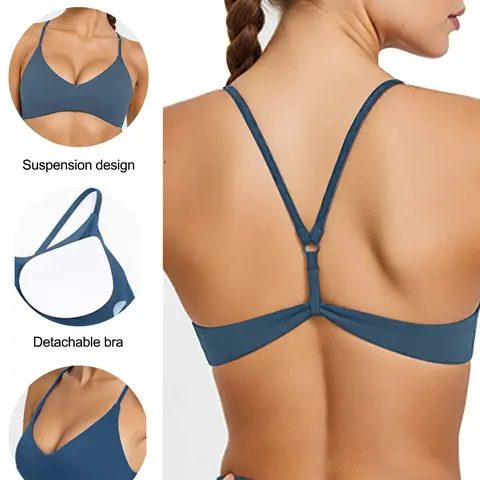 Ladies' Nude-Feel Sensual Cross-Back Bra Padded Design Sports Bra Yoga Workout Bras Yoga Wear Outerwear Backless Bra Training Bra Quick-Dry Y-Shaped Skin-Friendly Sports Vest Workout Bra Quick Drying Bra, Workout Clothes Women