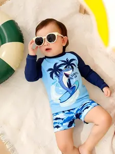 "Surf's Up" Kids Swim Set | Cartoon Shark & Palm Tree Print | Perfect for Pool & Beach Days