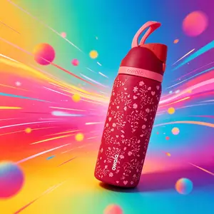 Owala FreeSip 32oz Insulated Vacuum Flask, Special Edition Floral Heart Red, 24hr Cold Retention, Leak-Proof Drinkware outdoorfun