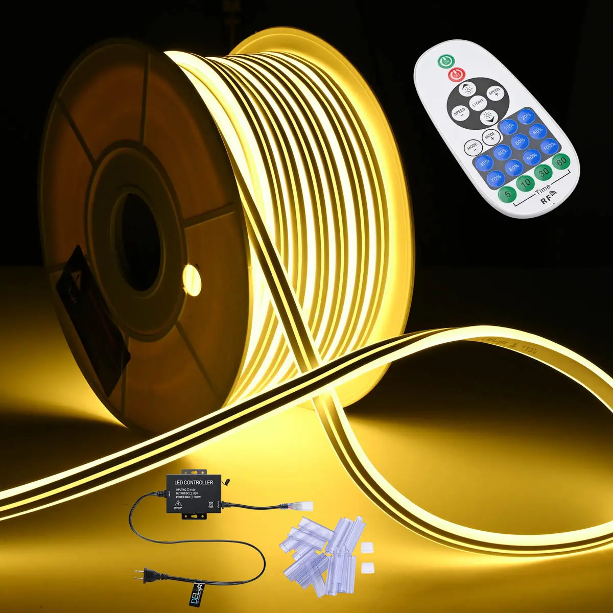 Yescom BiLume 2700K Flex LED Neon Rope Light Warm White RF Remote