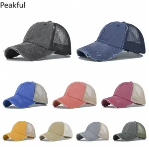 Retro Washed Cotton Mesh Cap - Distressed Design for Men & Women - Breathable Spring & Summer Hat - Perfect for Streetwear, Casual Outfits, and Everyday Sun Protection
