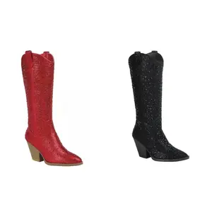 Diamond -Women's Western Cowboy Boots - Diamond-Embellished Footwear with Sparkly Look for Women's Fashion Shoe Collection