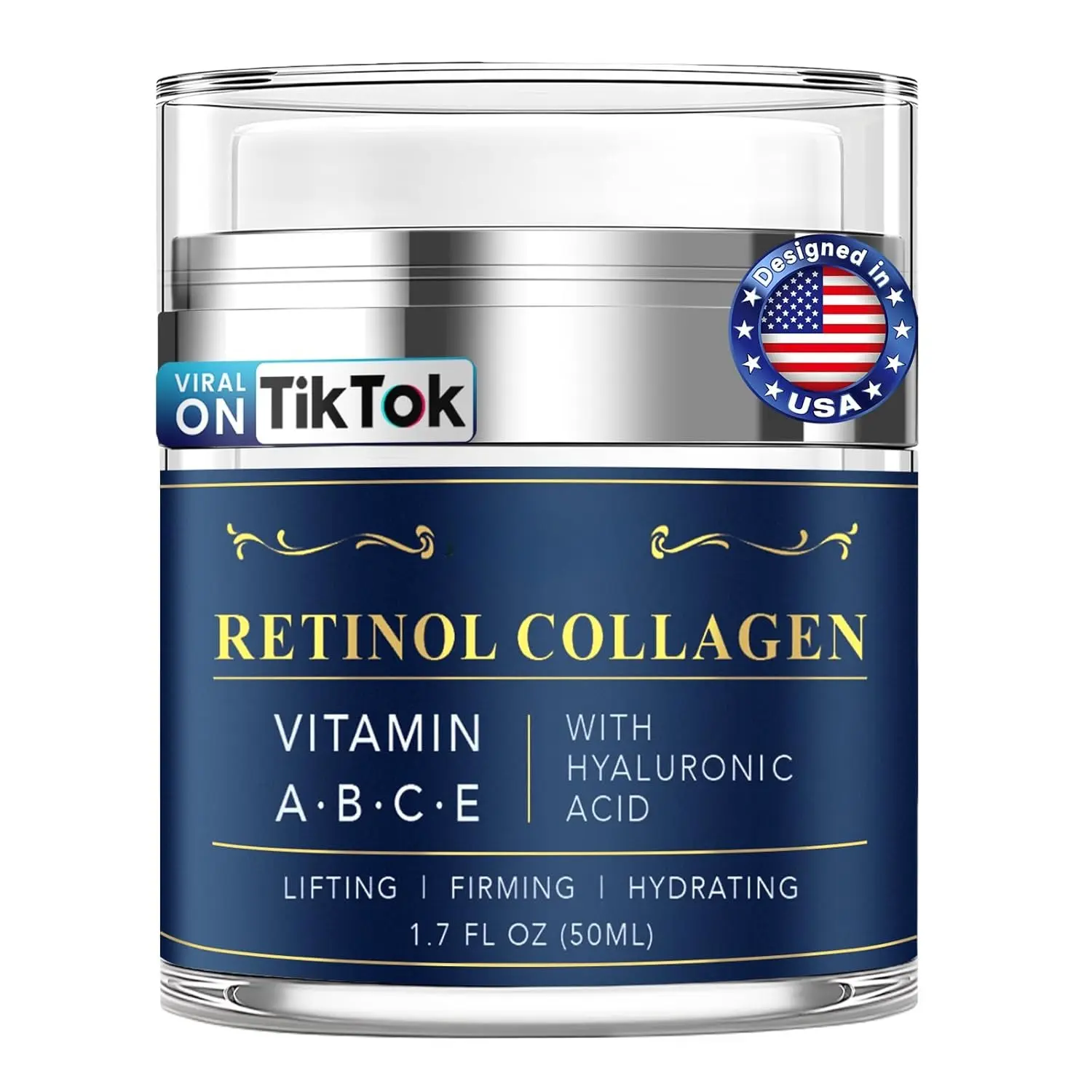 Natural Retinol Face & Neck Skin Care Cream, Collagen Firming Moisturizing Hydrating Anti-Wrinkle Day-Night Cream for Women & Men, 1.7 fl oz, Anti-Wrinkles, Sensitive-Safe