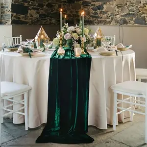 Luxurious Elegant Thick Gold Velvet Table Runner, Non-Shedding Drapey Design, Drapery Effect, Universal Fit for Dining Tables & Coffee Tables, Wedding Party Decor
