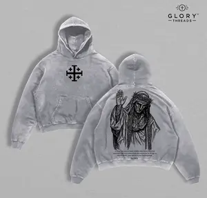 Baldwin IV The Leper King Hoodie Washed, Crusader King of Jerusalem Hoodie Tee, Jerusalem Cross Medieval Christian Shirt, Vintage Washed Gothic Faith Streetwear - Jesus Apparel - Christian Outfit