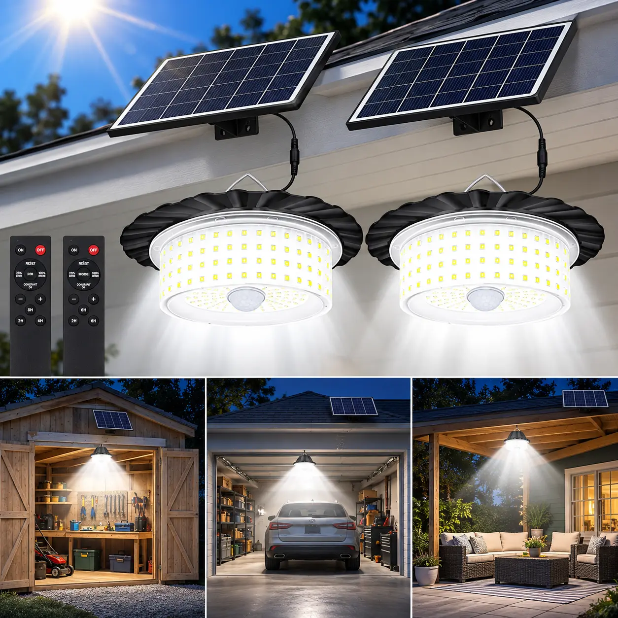 Portable Solar Pendant Light - 244 LED 360° Glow Durable Waterproof Solar Floodlight with Remote Control & Motion Sensor, Yard Lighting for Shed, Barn, Backyard Glow Up, Garden Light Decor, Durable Waterproof Light, Auto Timer