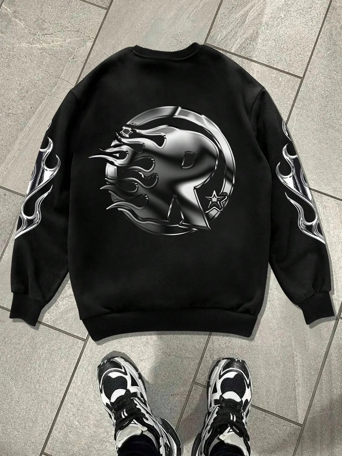 Unisex Round Neck Fitted Knit Sweatshirt, Long Sleeve, Cool Letter Print Design, Letter Printed Pullover, Simple Elegant Top, Casual Style, Fall & Winter Fashion, Aesthetic, Classic, Knitwear