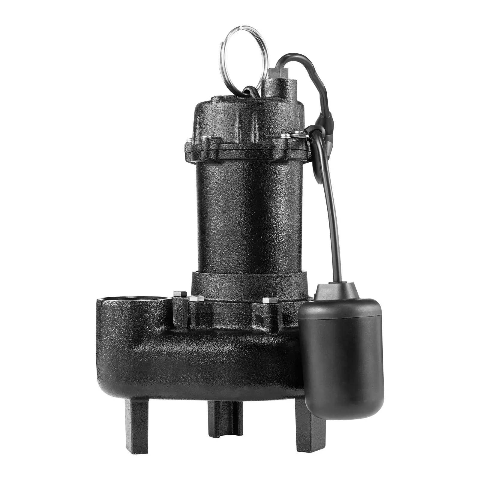 【summerfinds】VEVOR 1/2 HP Submersible Sewage Pump, 4800 GPH Cast Iron Effluent Pump, 120V Automatic Tethered Float Switch, 2-Inch NPT Discharge, 19.7 ft Max Lift, Energy-Saving, Easy Connection, Hose for Basement Draining, Residential Use, Copper, Auto On