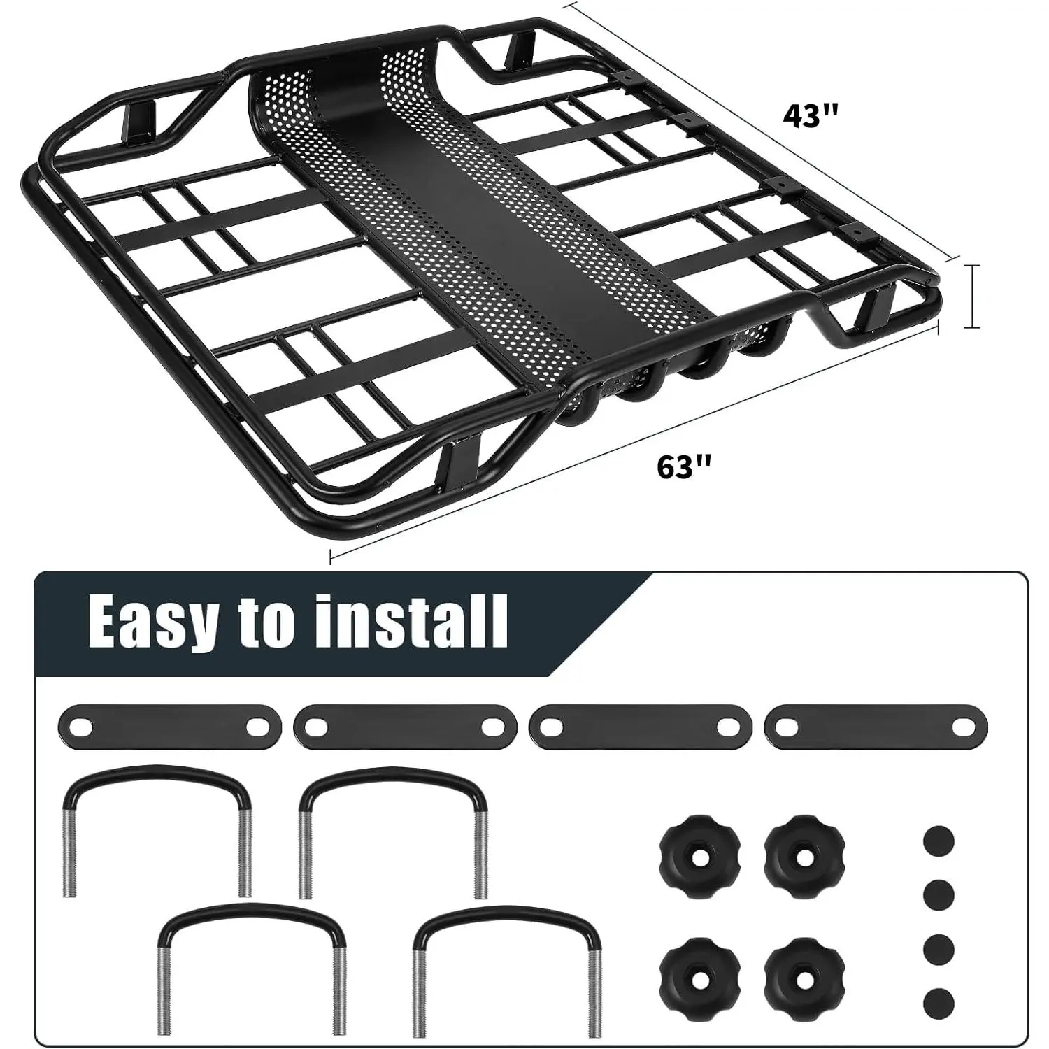 GARVEE Heavy Duty Roof Rack Basket with 165Lbs Capacity and Anti-Rust Coating - Ideal for Camping and Outdoor Adventures, Durable and Reliable for All Your Transport Needs.